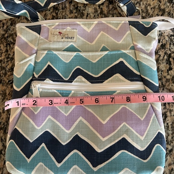 Chevron Crossbody Bag - Blue, Purple, and Gray by Home Spun at Heart - Picture 4 of 6